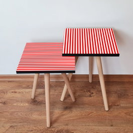 Hanah Home Juego de Mesas Nido Rojo y Blanco